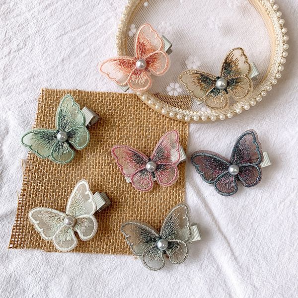 

14pcs/set pearl butterfly hair clips for kids girls teens embroidery hairpin women girls hair accessories headdress ornament y200710, Slivery;white