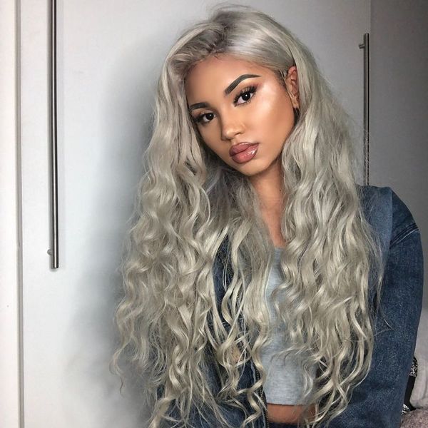 

8a grade hair wig brazilian glueless full lace wigs grey body wave human hair lace front wigs black women, Black;brown