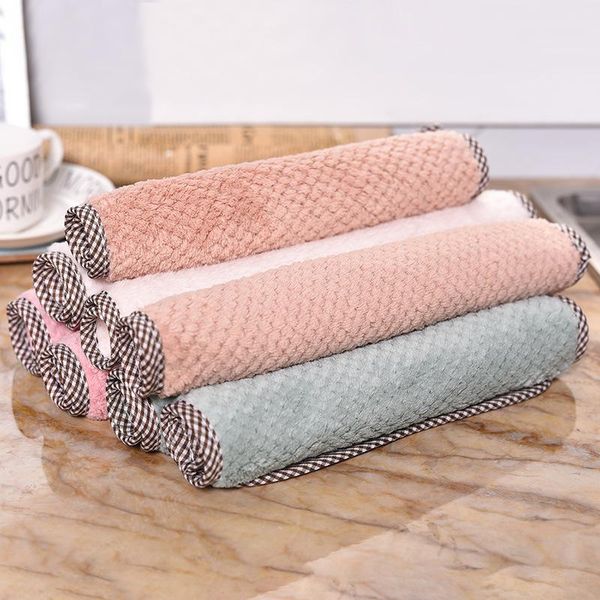 

wholesale square dishcloth soft coral fleece washing towels cleaning dish cloths hand kitchen cleaning towels 4 colors dbc dh0603