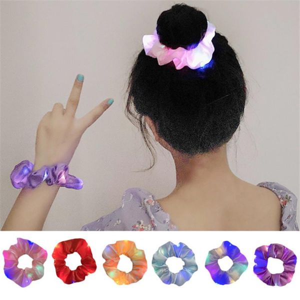 

светодиодная светящаяся большая кишечника для волос для волос net red head rank bar bungee hair rail rail корейский простая резина для волос, Black