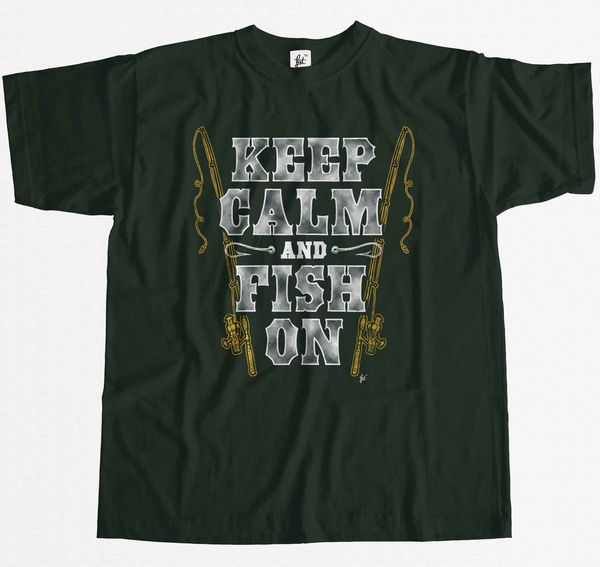 

keep calm & fish on fishing rod t shirt comfortable t shirt casual short sleeve print tees wholesale sport hooded sweatshirt hoodie