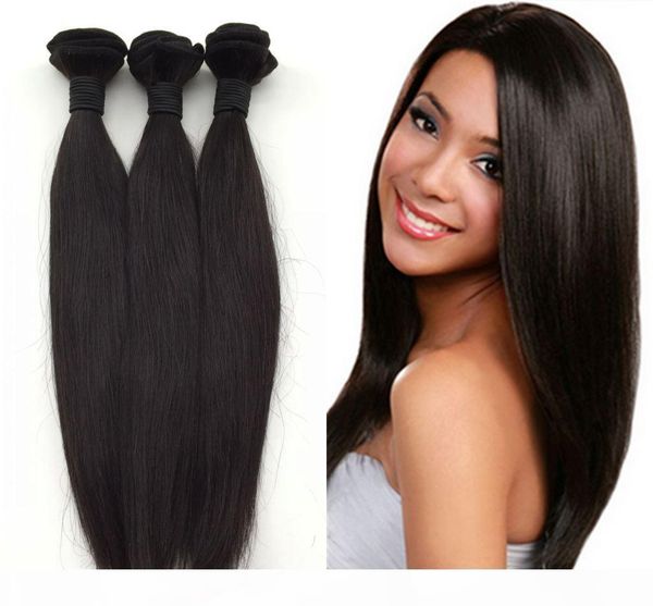 

100% unprocessed brazilian indian malaysian peruvian human virgin straight hair thick ends and full bundles no shedding ing, Black