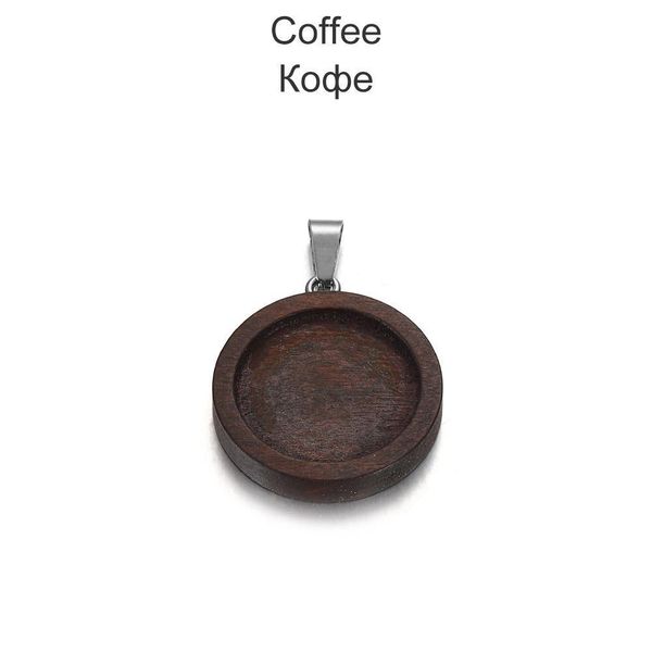 

10pcs 25 30 35 mm wood cabochon base setting trays bezel blank stainless steel hook wooden pendant charms for diy jewelry q bbyxlv, Black