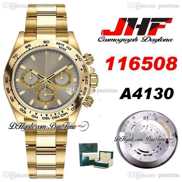 

jhf a4130 автоматический хронограф мужские часы 18k желтый золотой серый набольный палочка нержавеющая сталь браслет best edition 116508 ptr, Slivery;brown