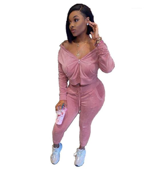 

zipper suit long sleeve 2pcs sets solid color clothing sets fashion casual tracksuits woman designer hooded, White