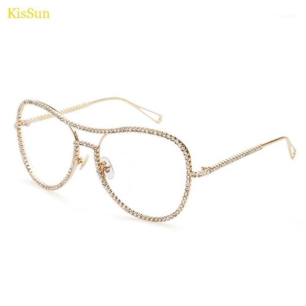 

wholesale- 147mm oversize rhinestones decorative transparent glasses frame diamond eyeglass frame glasses transparent glasses women gold1, Silver