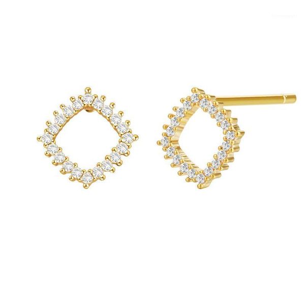 Orecchini quadrati in pietra di zirconi di rame con borchie Orecchini a forma di occhi di colore argento oro per le donne Personalità Oorbellen Ear Jewelry1