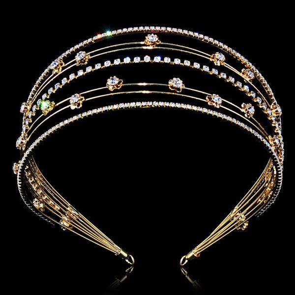 

rows luxury sparkling bridal crystal wedding tiaras princess pageant prom rhinestone tiara headband wedding hair accessories, Golden;silver