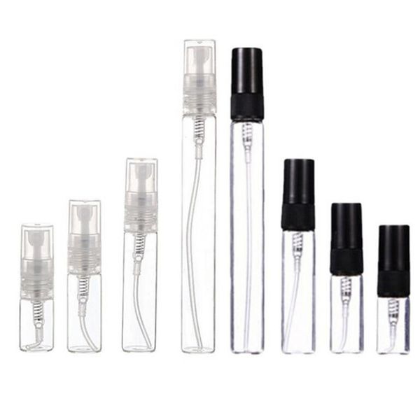 2ml 3ml 5ml 10ml portátil garrafas de spray portátil Garrafas de vidro transparente amostra de frascos de cotonetes de cotonetes