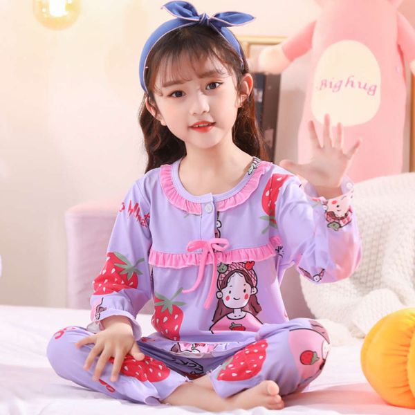 

pajamas women's spring autumn long sve suit children's doll collar net red cute cartoon princs girls' home cloth, Blue;red