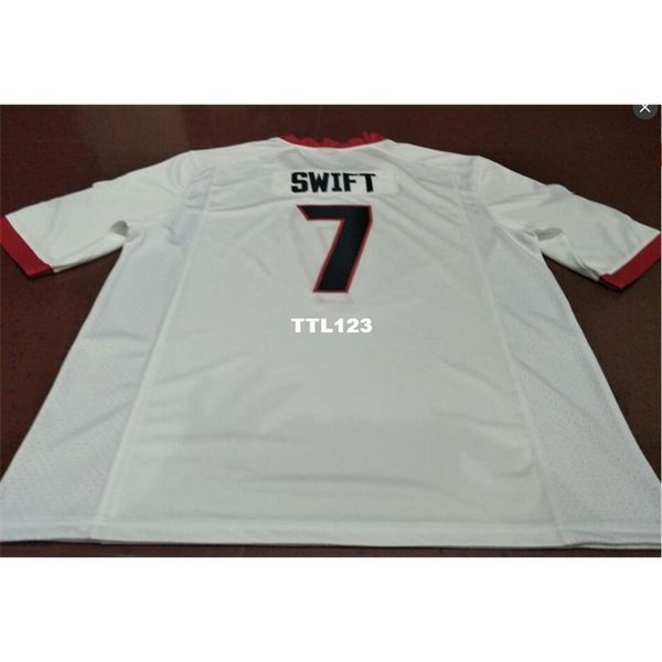 

3740 #7 dandre swift georgia bulldogs size s-4xl red black white college jersey or custom any name or number jersey