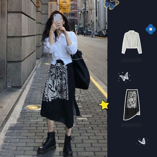 

qmppp cool in girl dressed little hepburn over overskirt windearly autumn can be sweet and reduced greenage street net red two sets of skirt, Gray