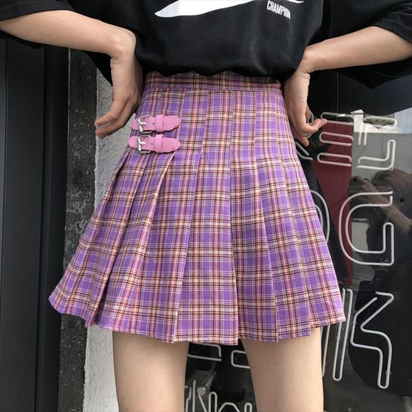 

women skirt high waist chic stitching skirts preppy style summer student pleated skirt women cute sweet girls dance, Black