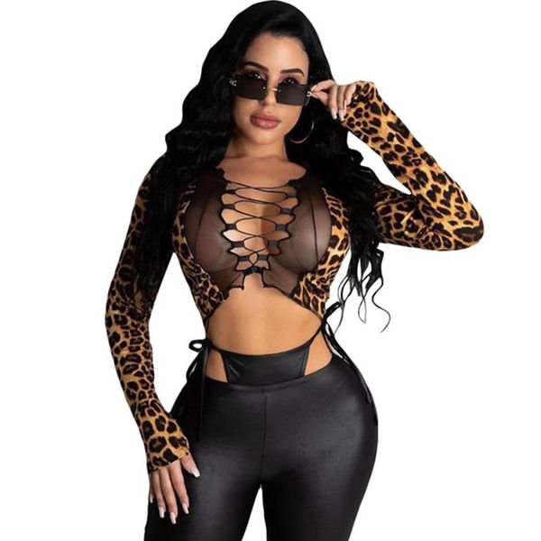 

leopard blouse women autumn clothing v neck long sleeve crop adjustable cross sash closure slim fit shirt, White;red
