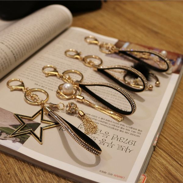 

fashion accessories creative pearl tassel star gift pendant car keychain, Silver