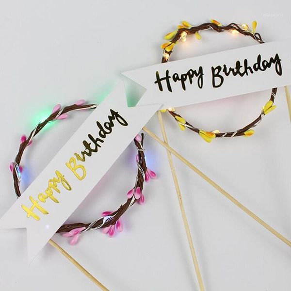 

romantic led light up glow flower garland wreath cake er cupcake flag cake decoration event party wedding birthday1