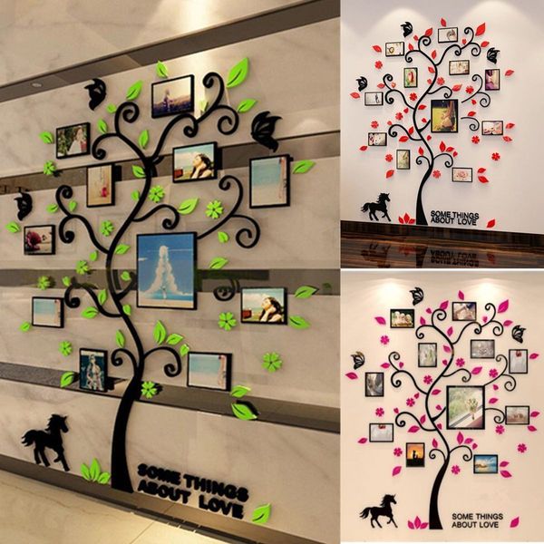 3D DIY Akrilik Duvar Sticker Çıkarılabilir Aile Ağacı Fotoğraf Çerçevesi Duvar Çıkartmaları Poster Sanat Resim Çerçevesi Oturma Odası Duvar Ev Dekor 201106
