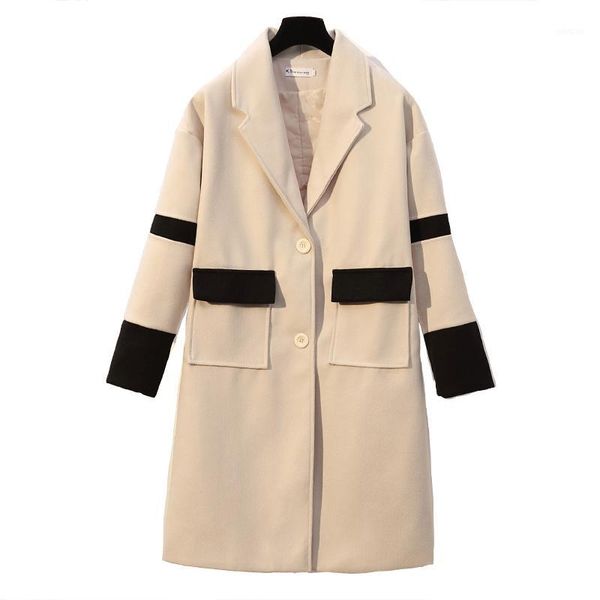 

winter 2020 new large size ladies thick woolen cloth coat loose overcoat plus size big women outfit outwear warm, Black