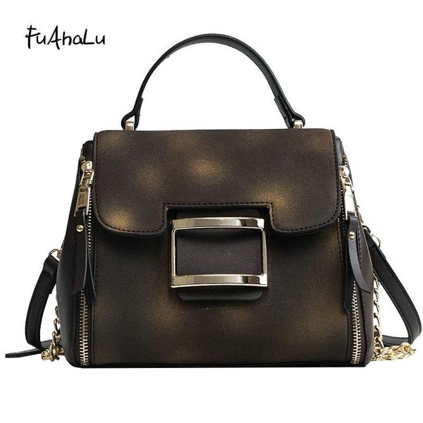

fuahalu women's new wave retro matte small square fashion wild chain messenger shoulder bag
