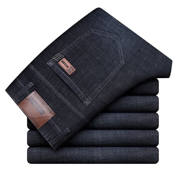 

sulee brand men thick winter autumn slim stretch new men's jeans style 201111, Blue