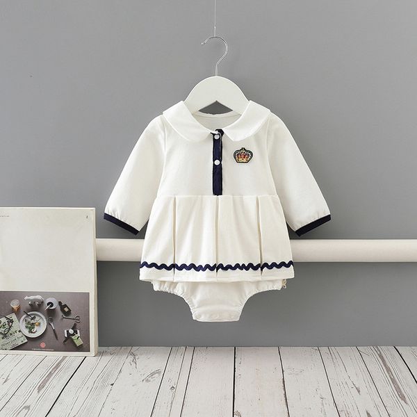 

2021 new bodysuits preppy style boys girls clothing newborn pleated jumpsuit baby clothes white 0-2y xtr2, Blue