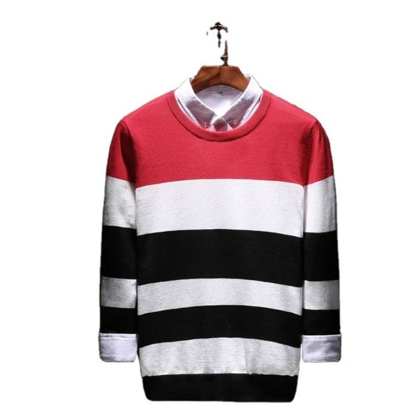 

men's 100% cashmere striped sweater knitwear pullover sweaters8uy, Black