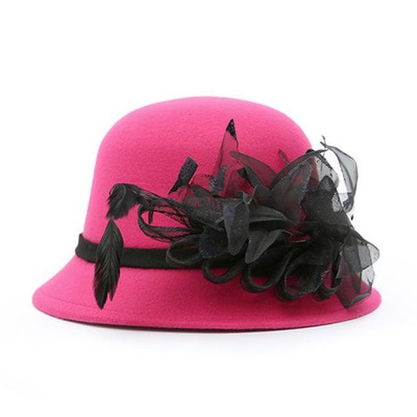

europe england korean fall winter women's fedora caps vintage sun hats for woman lady wide brim wool felt bowknot hat for women bbybcx, Black;white