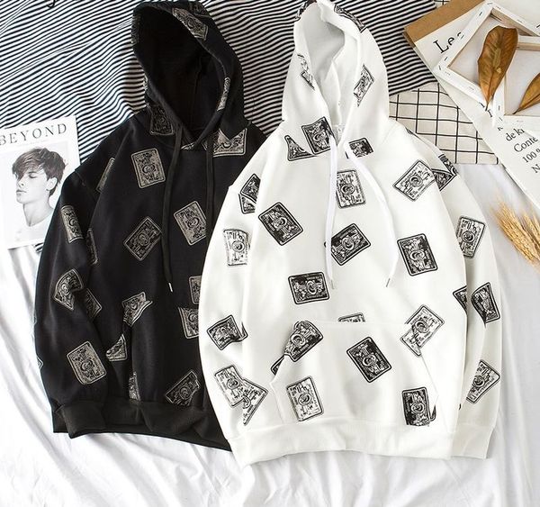 

printed simply and completely match korean hoodies sportswear men's daily hip-hop kg-243, Black