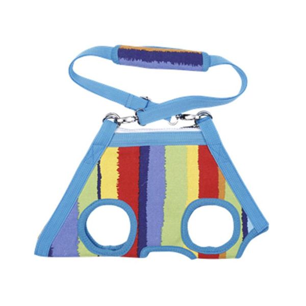 

multifunction pet dog carrier shoulder bag harness clothes - size (blue stripe)