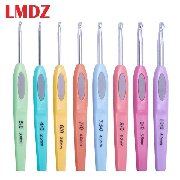 

lmdz 8шт крючком крючком набор пластиковые ручки алюминиевые вязальные иглы плетение ремесло пряжи крючком иглы вязание шитья wmtwbp, Black