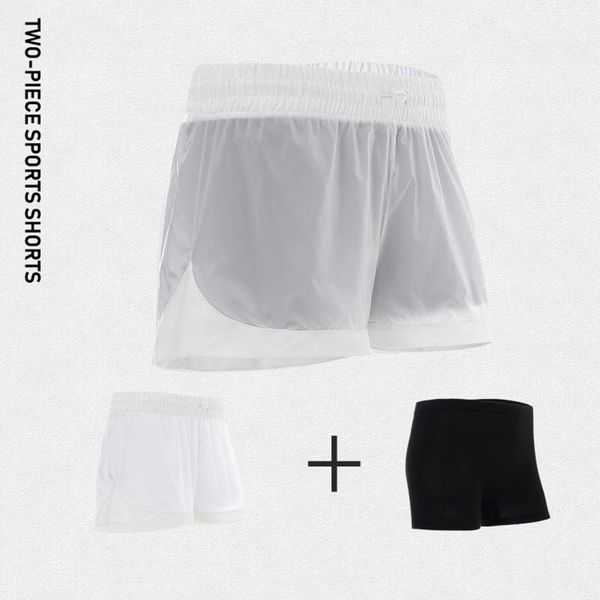 

lightweight women two piece set sports shorts see-through loose shorts bodycon lining breathable quick-drying running, White;black