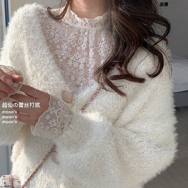 

women's sweaters super fairy lace in fall / winter 2021, White;black