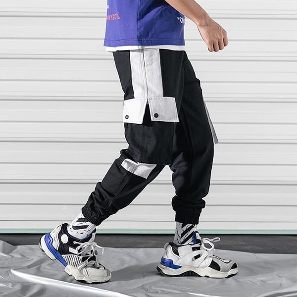 

high street cargo pants men 2020 new hip hop streetwear sweatpants men side pockets trousers joggers male fashion sweatpants1, Black