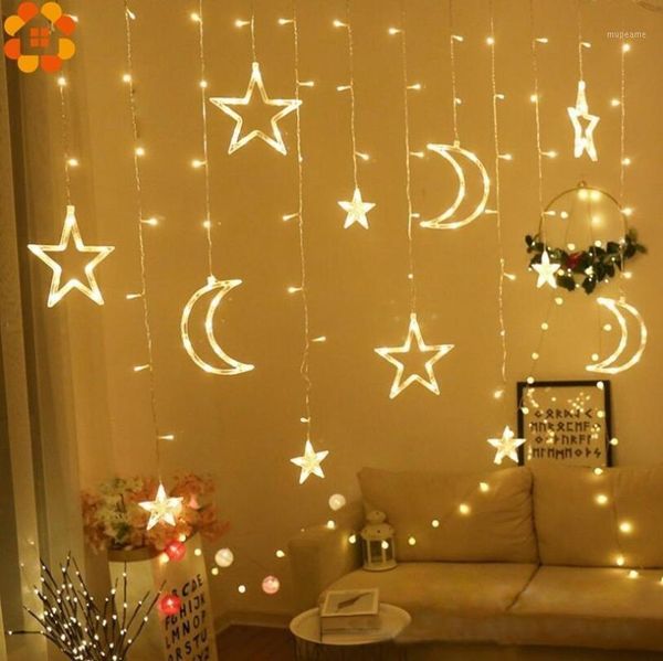 

1set 3 styles ramadan star&moon ac 220v led garland curtain string lights eid mubarak decoration wedding birthday party supplies1