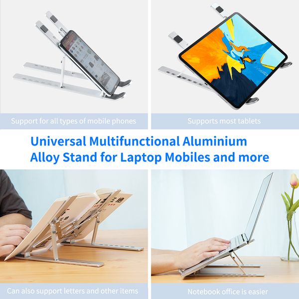 Aluminium-Laptopständer, Computer-Notebook-Halter, Heimbüro, vertikal, tragbar, Winkel, faltbar, verstellbar, für Mobiltelefone, flache PC-Laptops