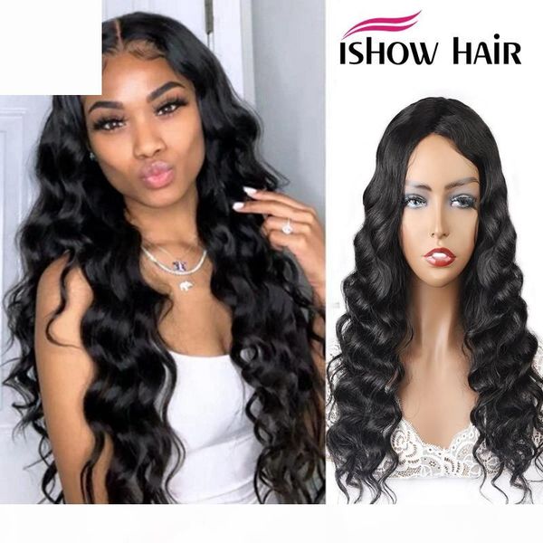 

ishow 28 30inch brazilian water loose deep yaki straight human hair wigs middle peruvian curly none lace wigs indian hair malaysian body, Black;brown