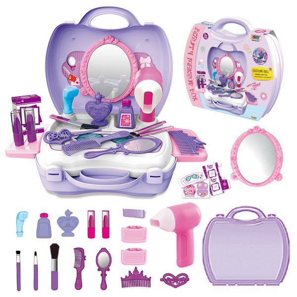 

children portable pretend play toys set doctor kitchen make up set role play educational classic toys suitcase tools kids gift lj201009