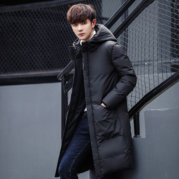 

puffer jacket men -30 duck down coat down jacket winter coats mens clothing slim white duck down zipper casual 201104, Black