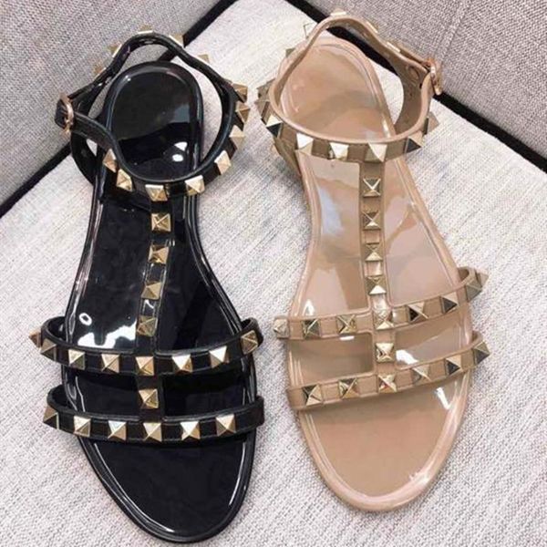 

sandals women's shoes fashion brand for woman summer rivet casual jelly, Black