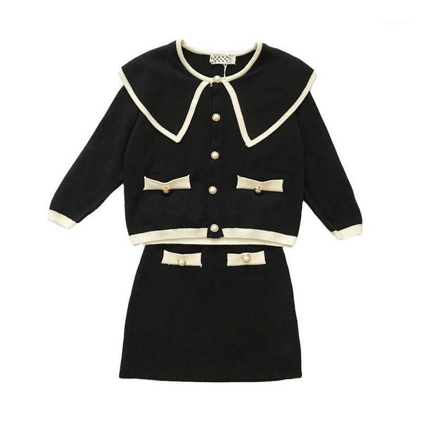 

girls fashion clothes kids long sleeve + skirt 2 pcs clothing sets children's spring and autumn sweater suit1, White