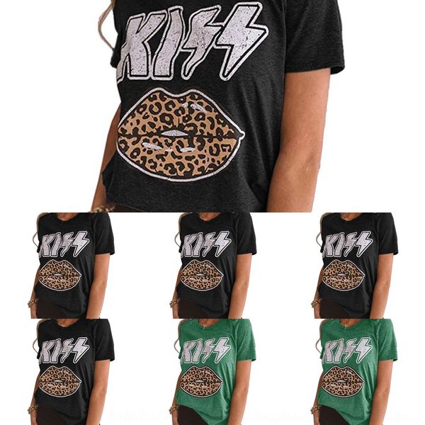 

olct6 2020 kiss letter print leopard lips crew neck short sleeve 2020 kiss letter print leopard lips crew neck short sleeve t-shirt