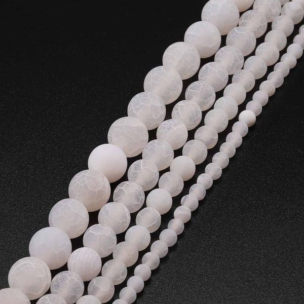 

4 6 8 10 12 mm natural stone frost crab white agates round spacer loose bead for jewelry making diy necklaces h bbymea