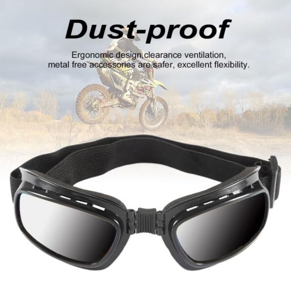 

foldable motorcycle glasses goggles windproof snowboard sports anti radiat uv off road racing eyewear adjustable elastic band
