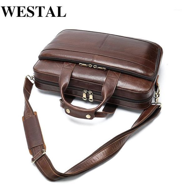 

briefcases westal men's briefcase bag genuine leather 15 inch lapoffice bags for men document totes bags1