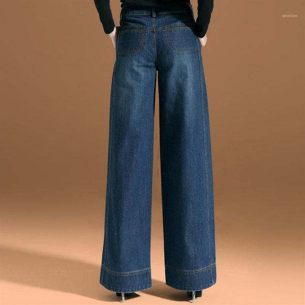 

men's jeans fashion casual womens loose denim wide leg pants high waist straight trousers 1, Blue