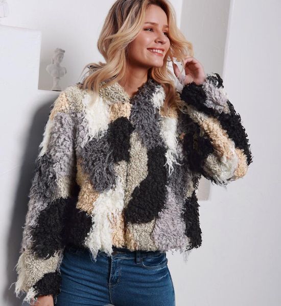 

f0192 real sfashion european and american popular imitation fur coat women's short autumn and winter new, Black;white