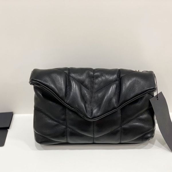 

lady oblique shoulder bag black handbag cloud pack big real leather bag check quilted chain wallet