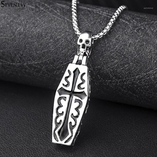 

death titanium steel metal charm bracelet fashion jewelry for men coffin pendant fashion necklaces surprise gift1, Silver
