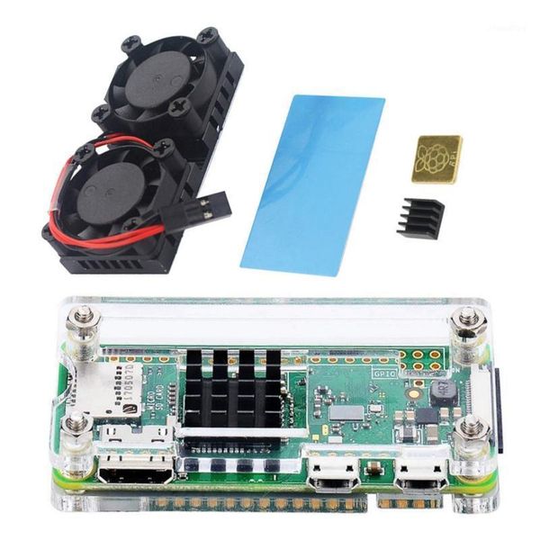 

dual fan with heat sink for raspberry pi 3 model b+ plus or 3b & acrylic case 4 in 1 kit for raspberry pi zero w and1