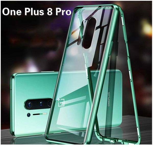 

magnetic case for oneplus 8 pro case dual sided tempered glass clear cover for oneplus one plus 7 pro case jllxms